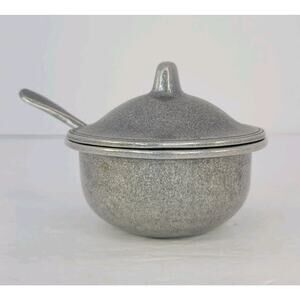 Vintage Carson Pewter Sugar/Sauce/Condiment Bowl with Lid & Spoon 1970s